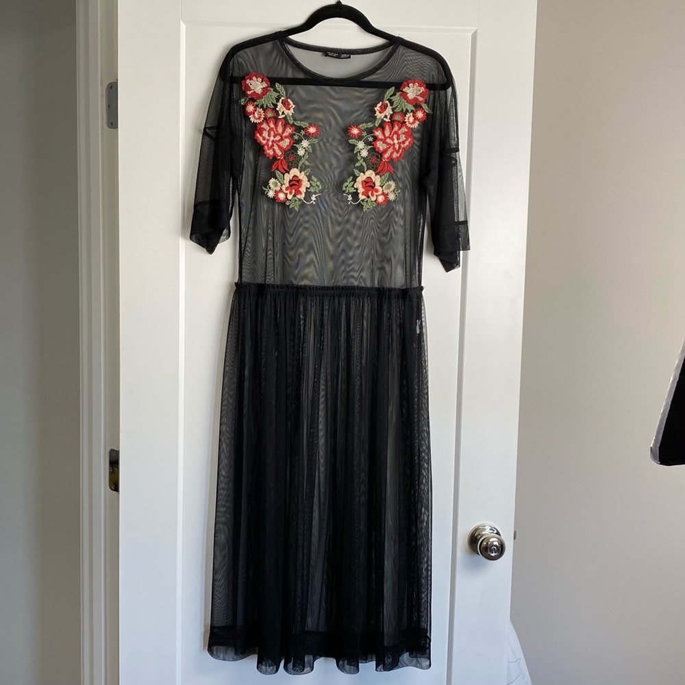 ZARA Mesh dress with embroidery